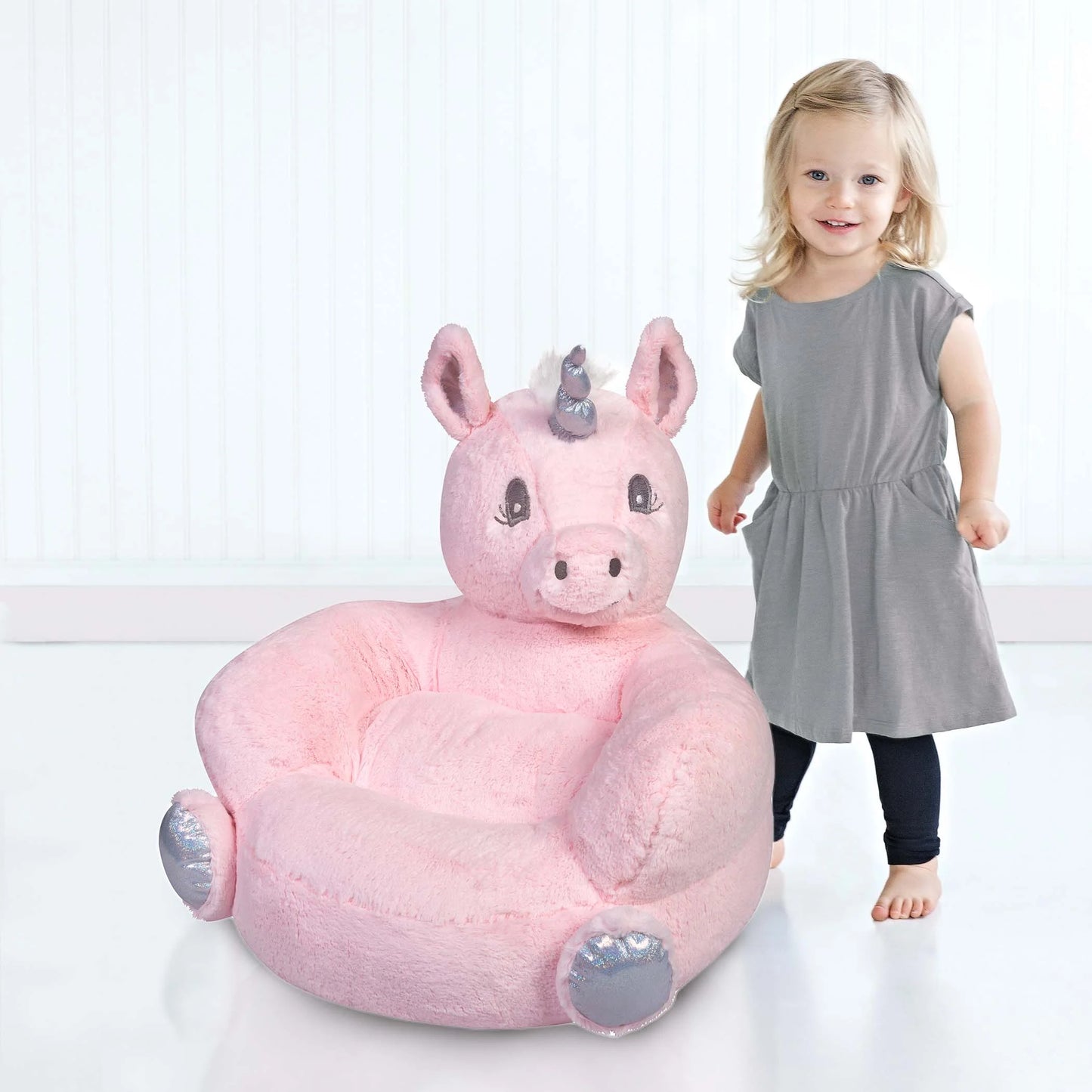 Trend Lab Children's Plush Pink Unicorn Character Chair