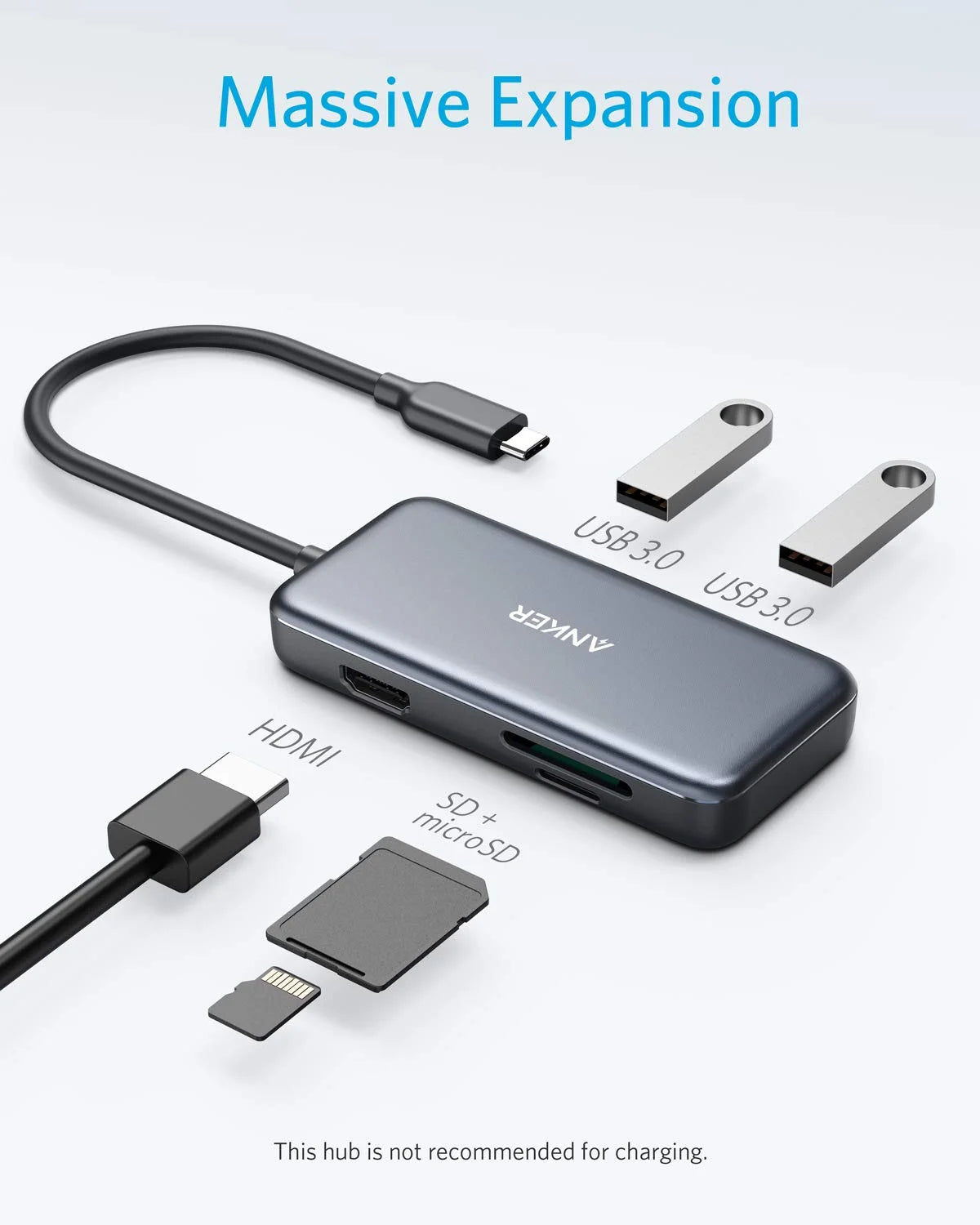 Anker USizeB C Hub Adapter, 5-in-1 USizeB C Adapter, with 4K USizeB C to HDMI, SizeD and microSizeD Card Reader, 2 USizeB 3.0 Ports, for MacBook Pro 2019/2018/2017, iPad Pro 2019/2018, Pixelbook, XPSize, and More