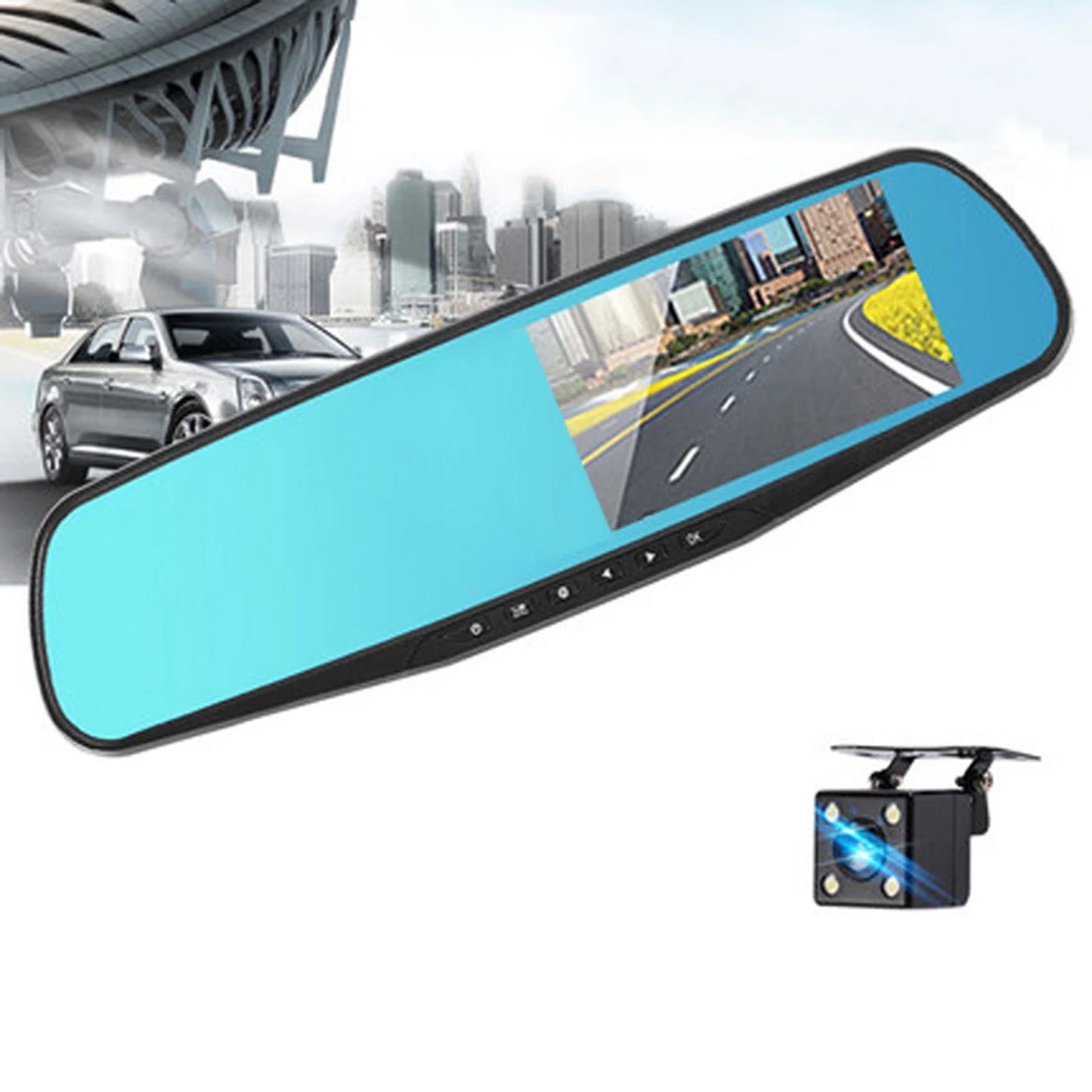 Anself Driving Recorder 1080P Full Dual Dash Cam 170°Wide Angle Lens Parking Loop Recording Motion Detection for Driving Sizeafety