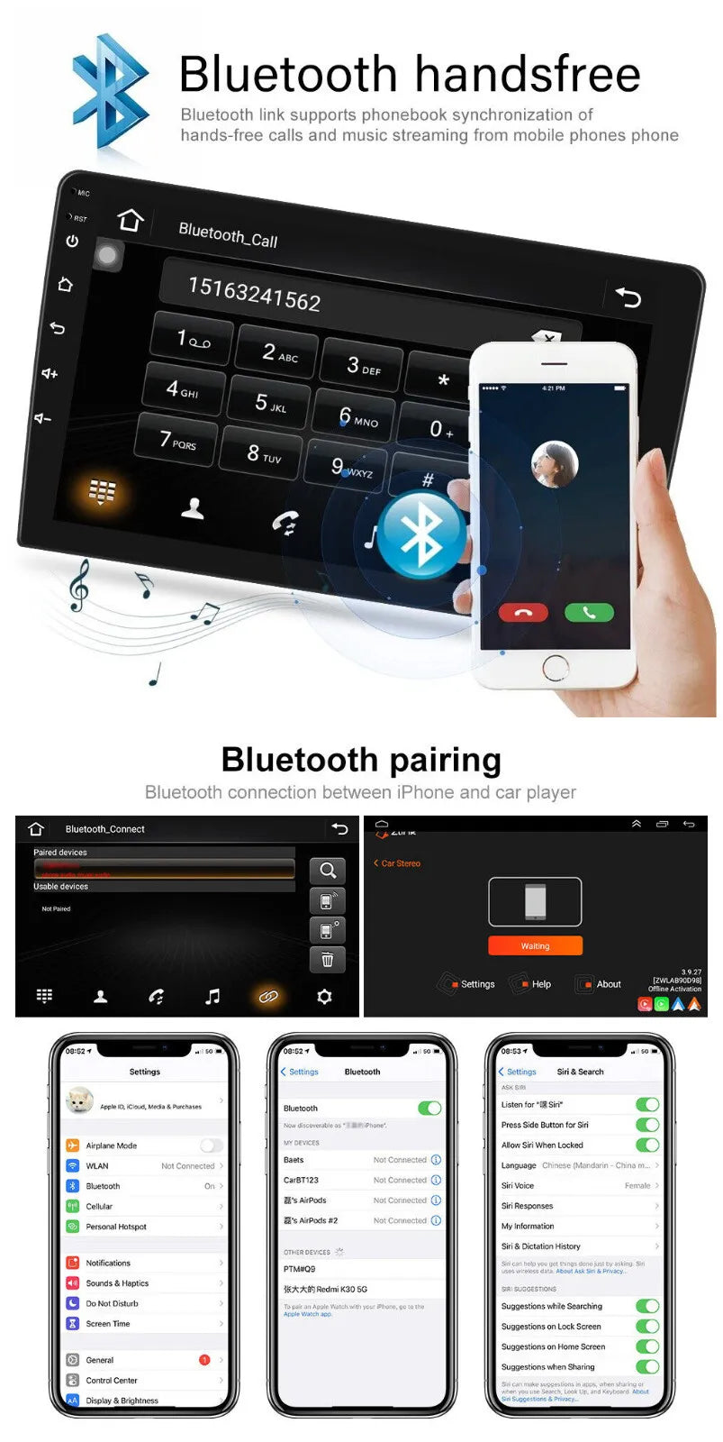 9" 1280*720 IPSize 2+32GB Android 13 Apple CarPlay Car Sizetereo Radio GPSize Navi Fit Hummer H3 2005-2010