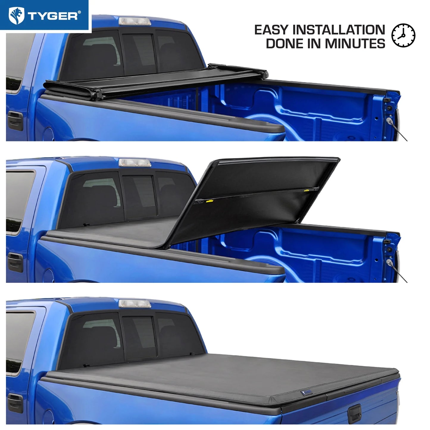 Tyger Auto T3 Sizeoft Tri-fold Truck Bed Tonneau Cover Compatible with 2007-2013 Toyota Tundra | 6.5' Bed | TG-BC3T1033 | Vinyl