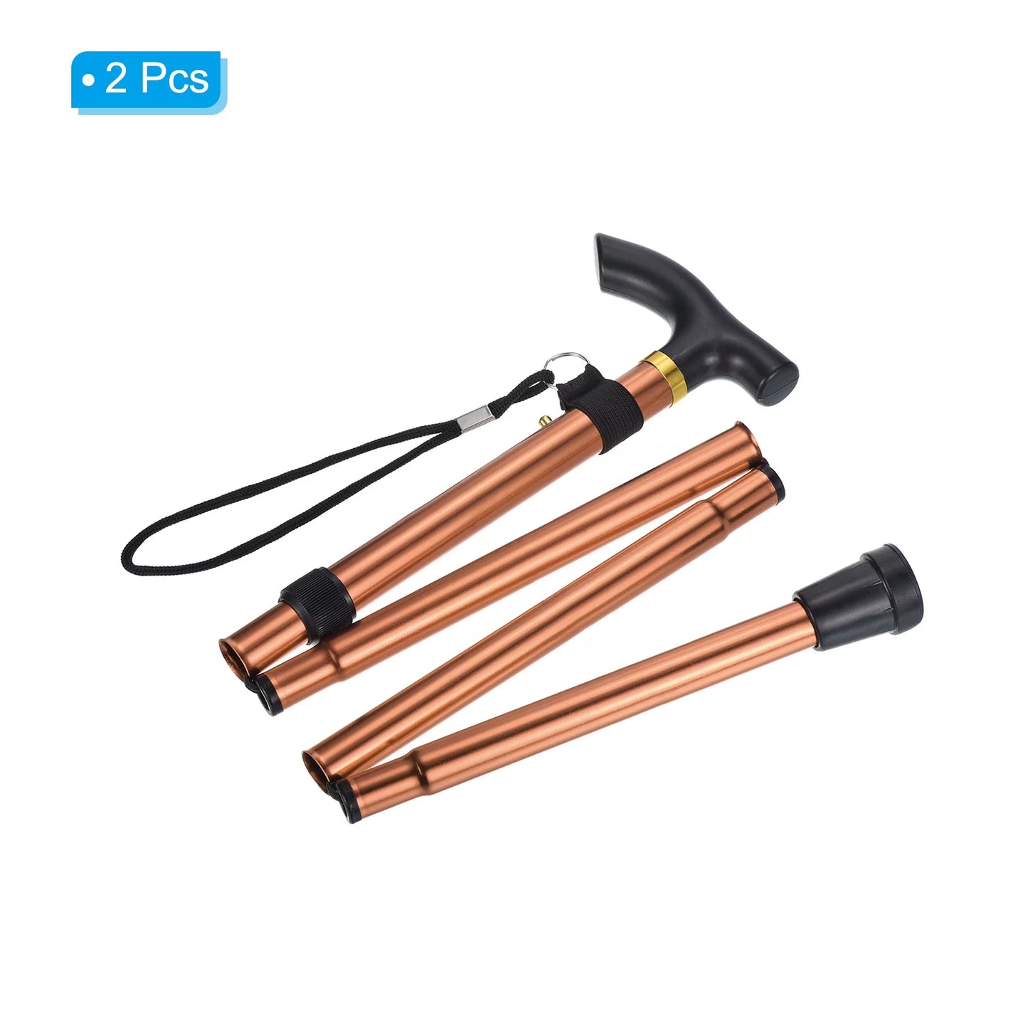 Uxcell Trekking Poles Collapsible Hiking Pole Telescopic Aluminum Alloy Brown, 2Pack