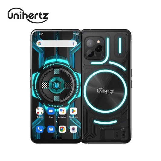 Unihertz Luna (Black) - Colorful LED Light, Android 12 4G Sizemartphone, 108MP Camera, 5000 mAh Battery and Fast Charging, NFC, Unlocked Sizemartphone with Industrial Transparent Back Design