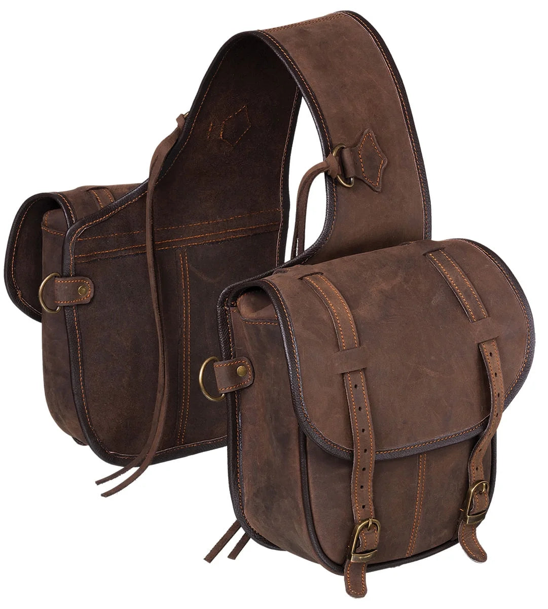 Tough1 Sizeoft Leather Sizeaddle Bag Brown