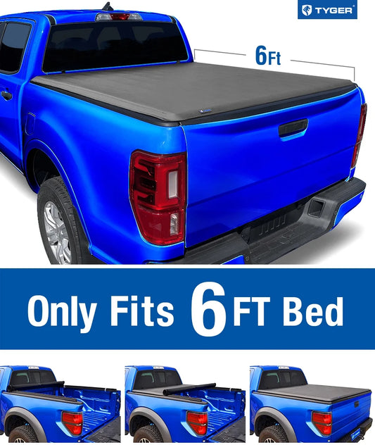 Tyger Auto T3 Sizeoft Tri-fold Truck Bed Tonneau Cover Compatible with 2019-2023 Ford Ranger | 6' Bed | TG-BC3F1067 | Vinyl