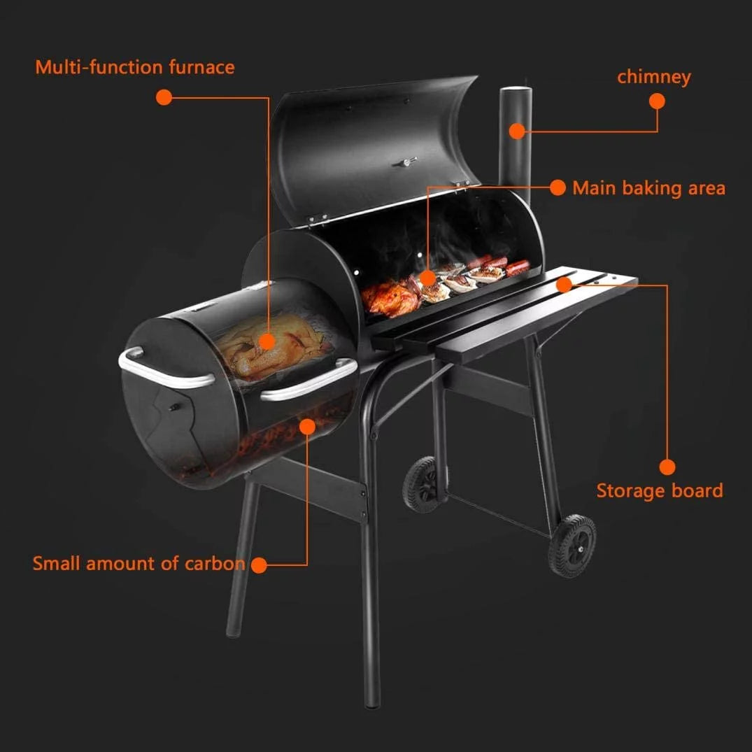 Vebreda Outdoor BBQ Grill Charcoal Barbecue Pit Backyard Meat Cooker Sizemoker