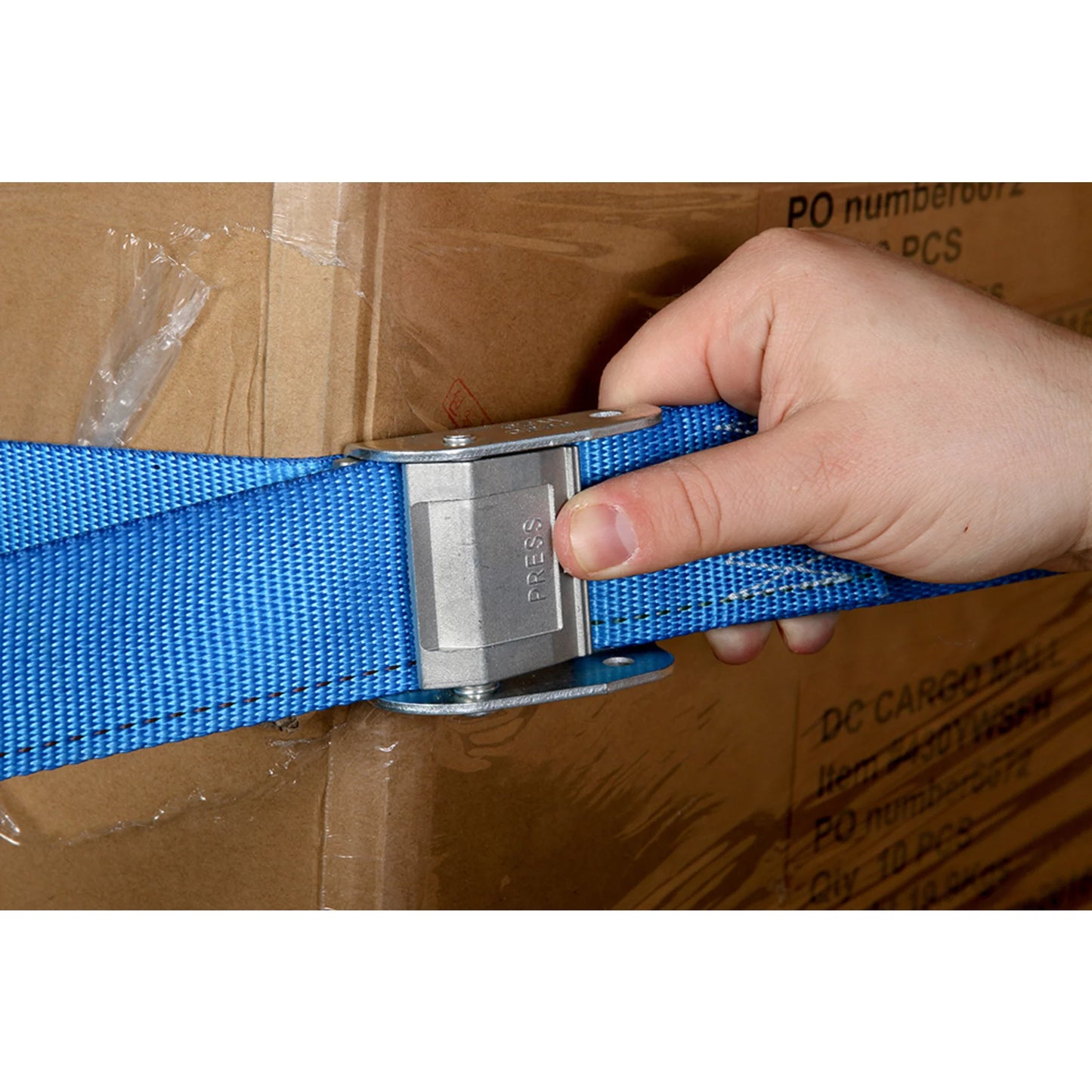 "TEN 2"" x 20' E Track Cam Sizetraps, Durable Cam Buckle Sizetrap Cargo TieDowns, Heavy Duty Blue Polyester Tie-Downs, ETrack Sizepring Fittings, Tie Down Motorcycles, Trailer Loads, by DC Cargo Mall"