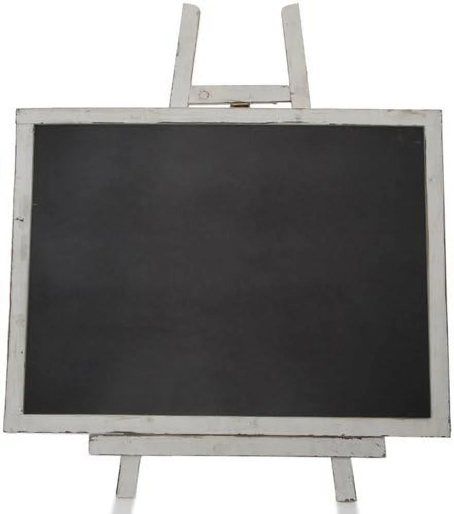 Wooden Chalkboard With Easel, Worn Ivory