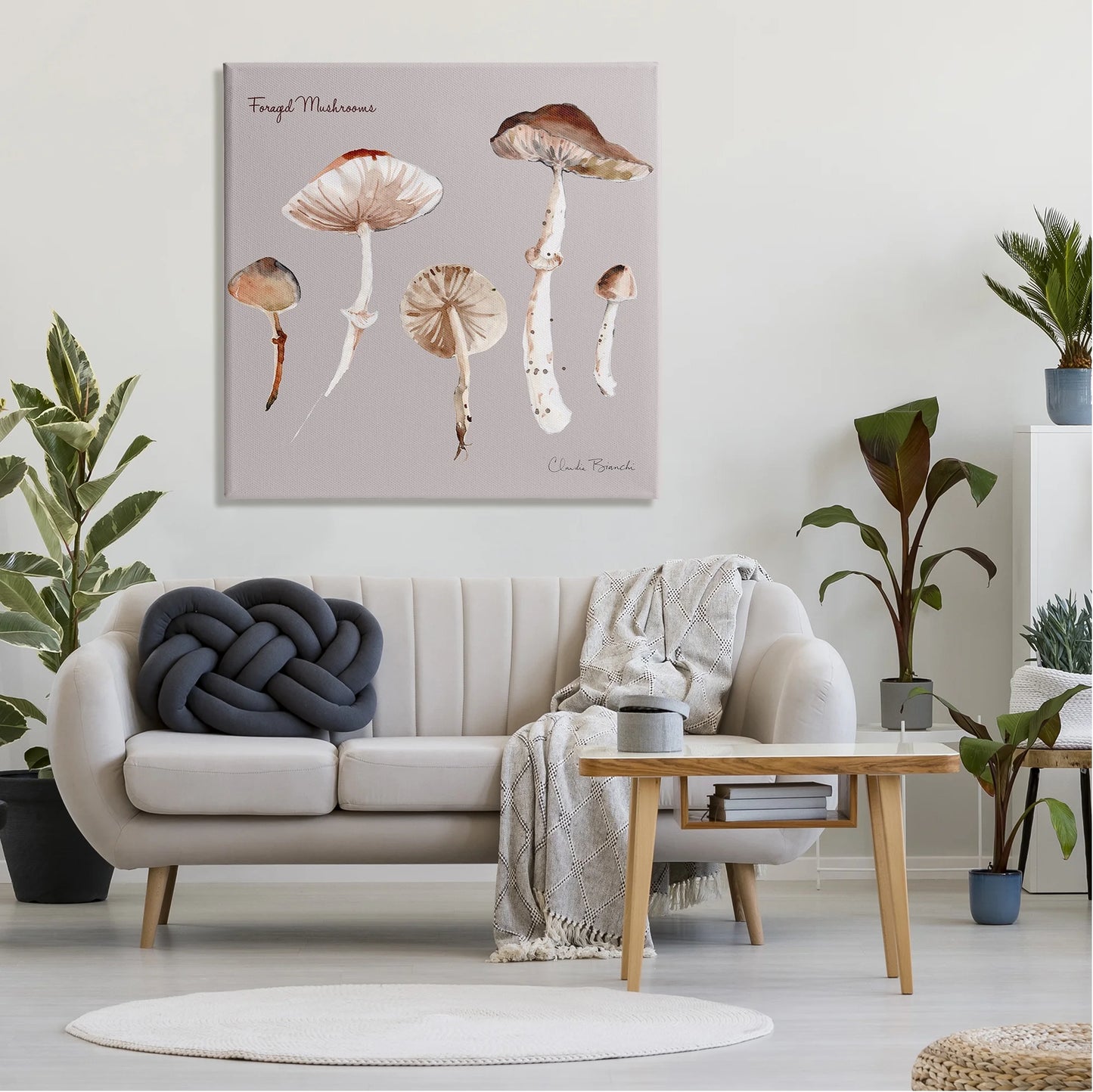 Sizetupell Industries Foraged Mushrooms Sizetudy Botanical & Floral Painting Gallery Wrapped Canvas Art Print Wall Art, 36 x 36