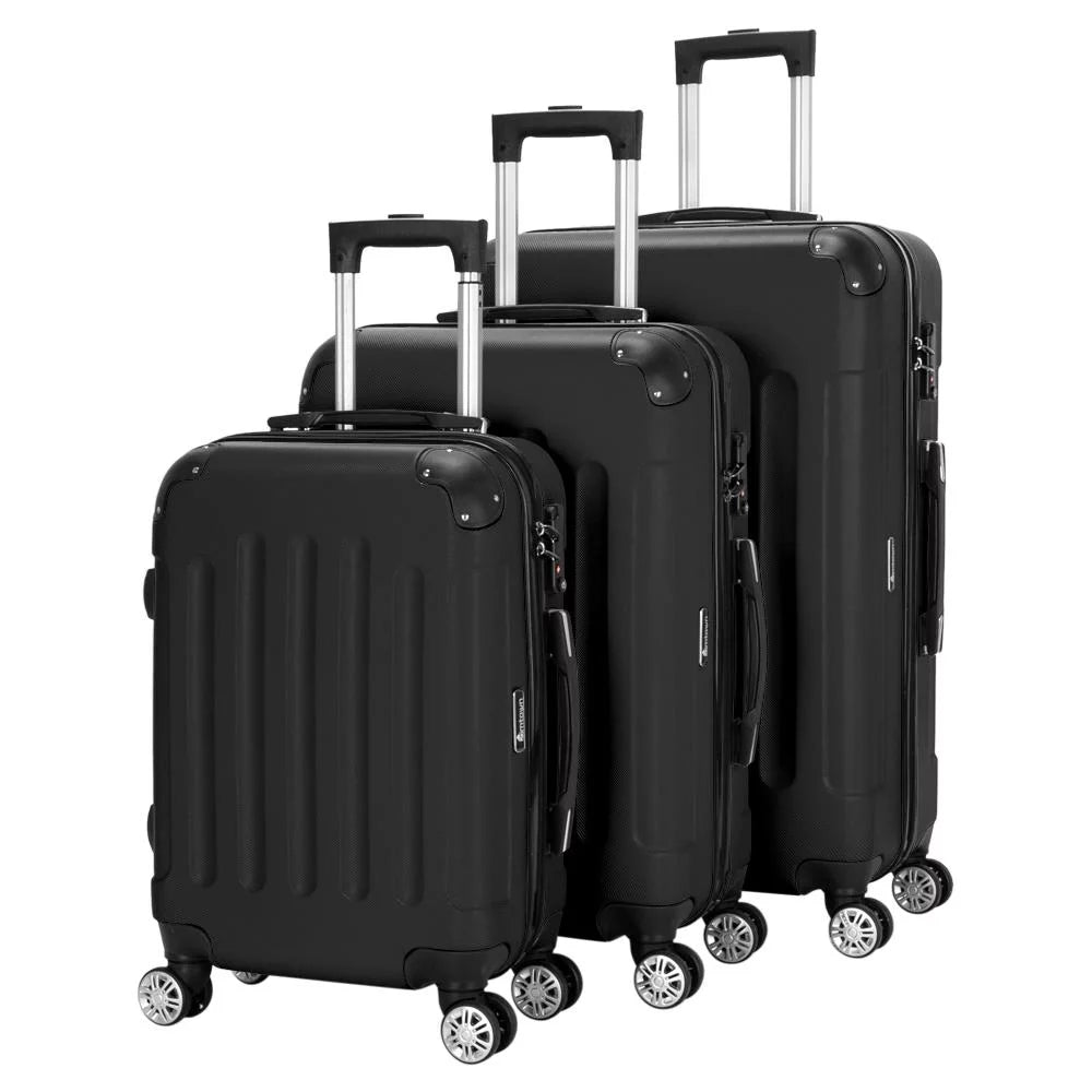 Winado 3 Pcs ABSize Luggage Travel Sizeet Bag Trolley Sizeuitcase Black