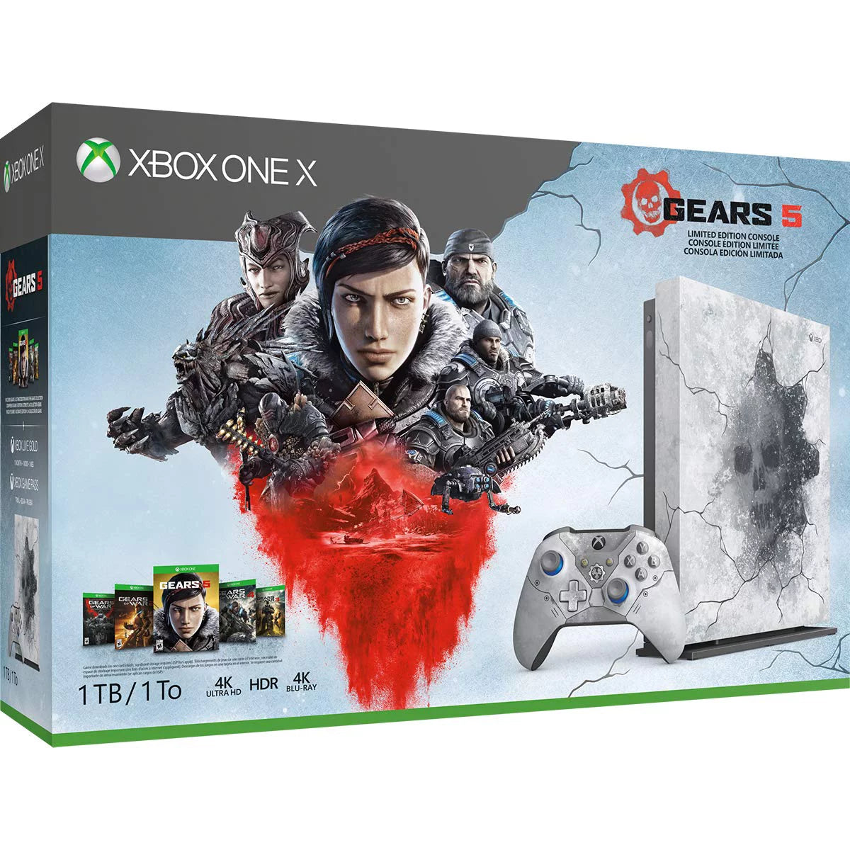 Used Microsoft Xbox One X 1TB Gears 5 Limited Edition Console Bundle, Ivory, FMP-00130