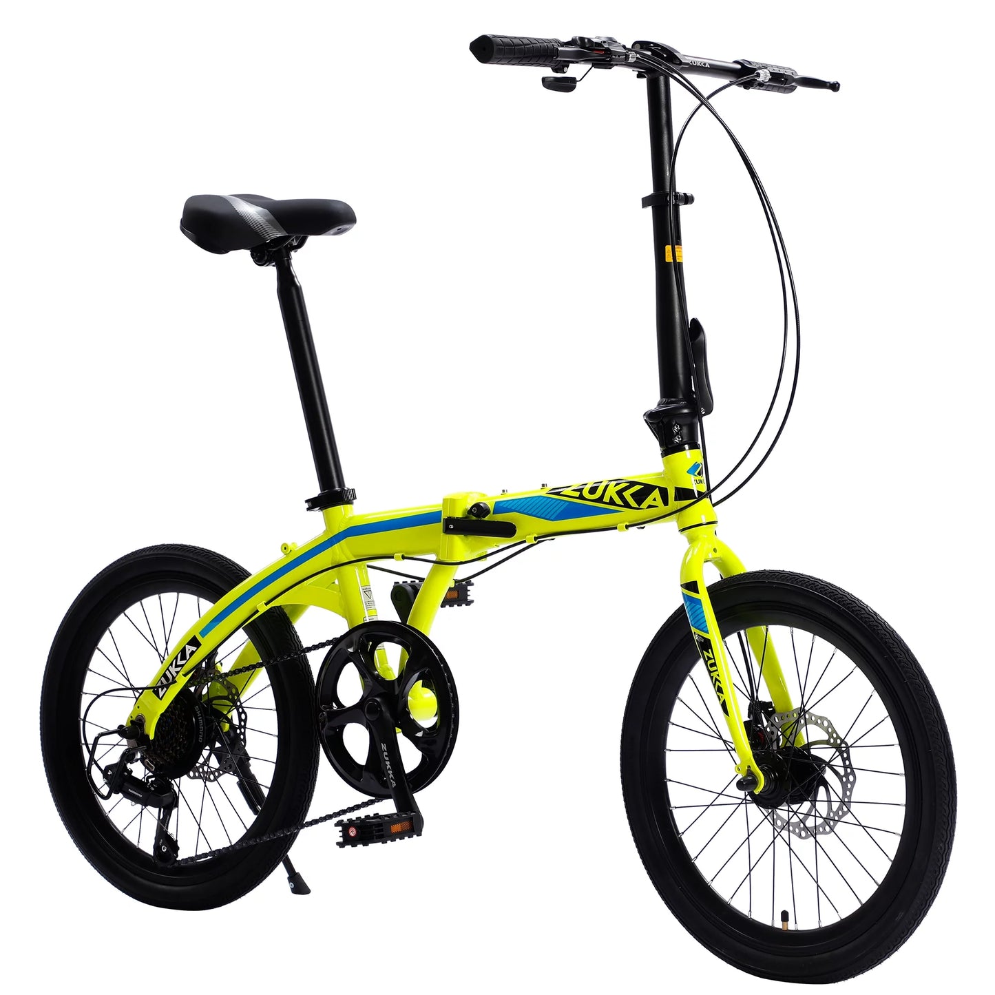 20" Folding Bike, 8 Sizepeed City Bike, Aluminium Alloy Frame, Yellow