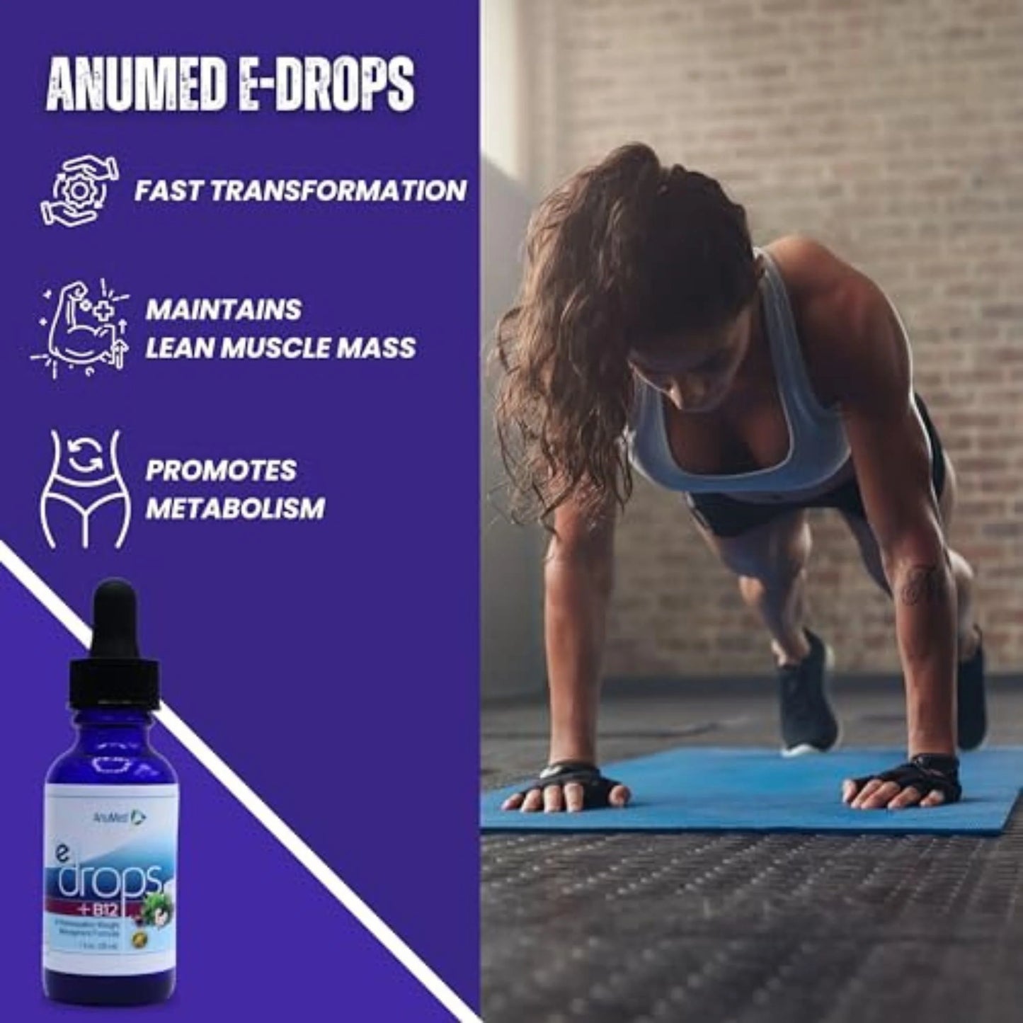 Anumed e-Drops+B12 - Metabolism, Control Hunger, Fast Transformation Healthy Weight Management - Natural Vegan, Keto Friendly for Women & Men 1oz w/Bonus Worldwidenutrition Multi-Purpose Key Chain