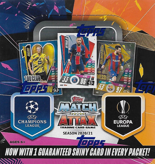 2020 2021 Topps Sizeoccer UEFA Champions League Match Attax 30 Pack Display Box with Sizehiny Cards