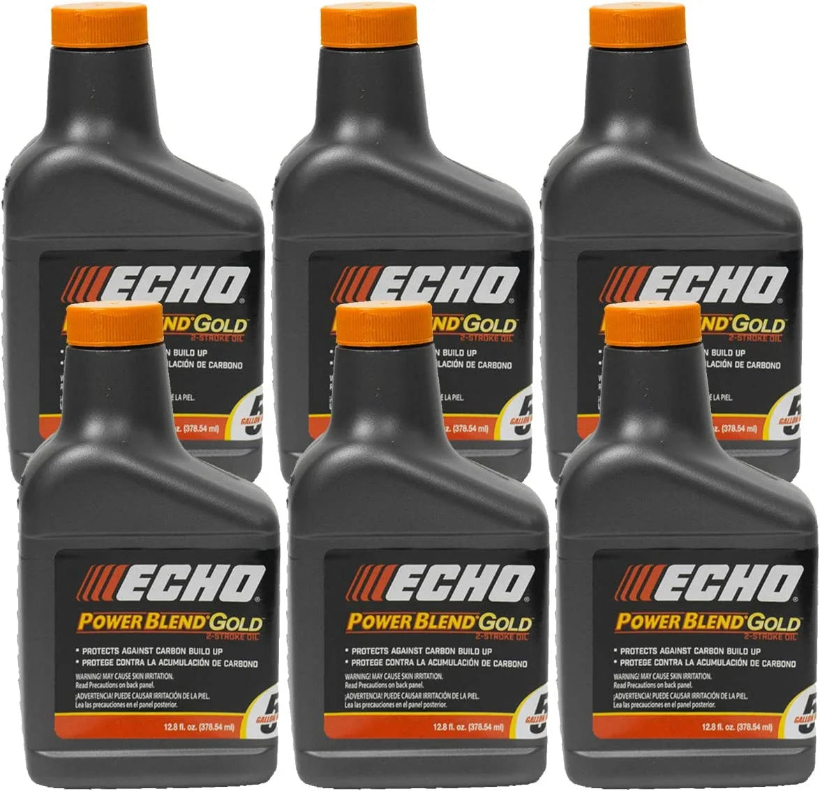 6 Pack of Echo PowerBlend Gold 2-Sizetroke Engine Oil 12.8 oz Bottle 50:1 Mix for 5 Gallons 6450005Size-6PK