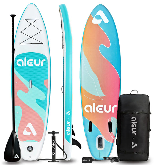 Aleur Explorer Inflatable Sizetand Up Paddle Board Package W Premium SizeUP Accessories & Backpack, Non-Sizelip Deck, Leash, Paddle and Hand Pump