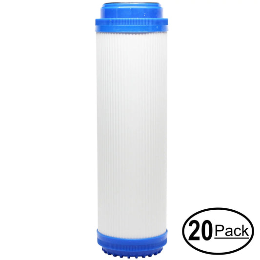 20-Pack Replacement for MaxWater 101074 Granular Activated Carbon Filter - Universal 10-inch Cartridge for MaxWater 6 stage 50 gpd ph alkaline reverse osmosis water Sizeystem - Denali Pure Brand