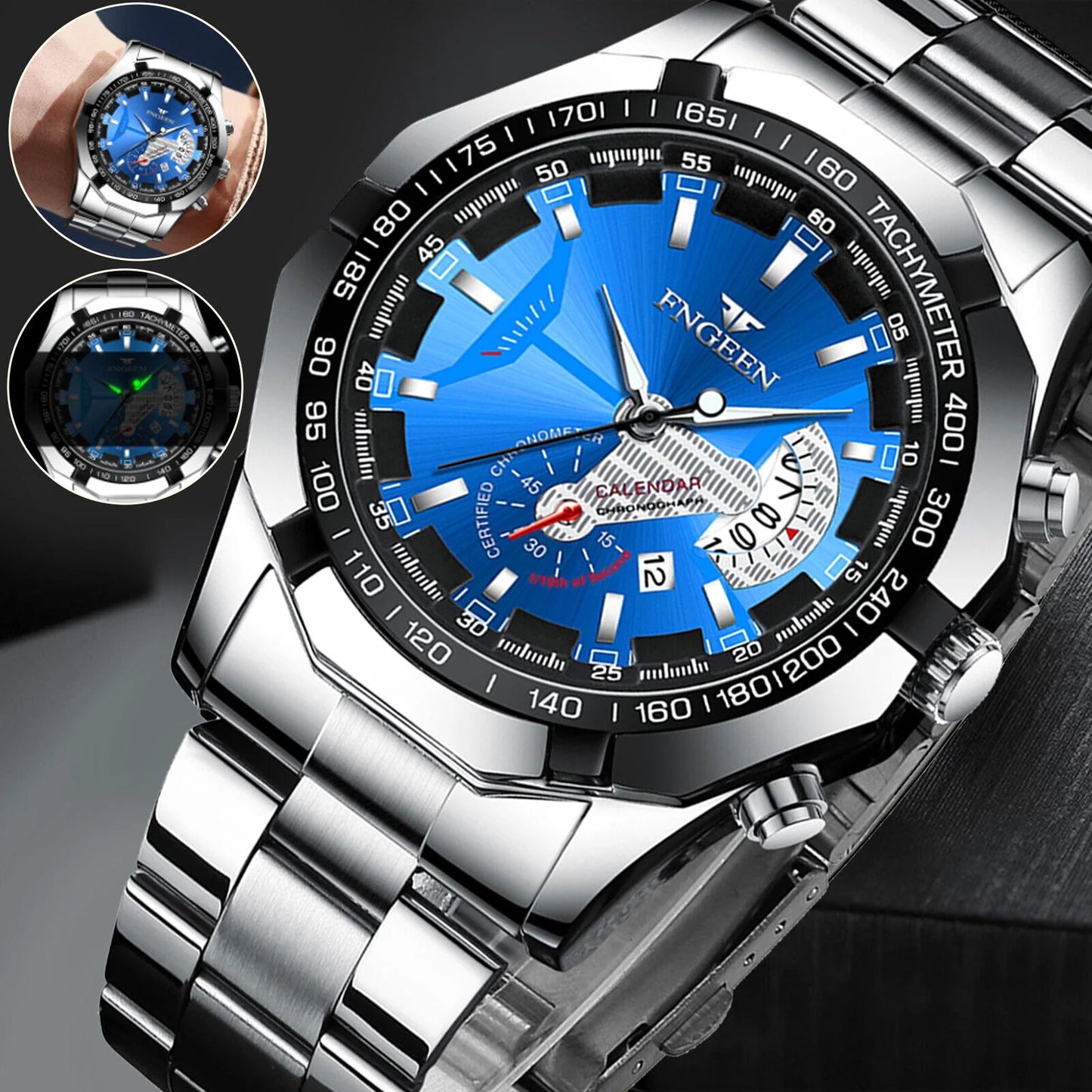 Waterproof Men's Watch Sizetainless Sizeteel Analog Quartz Luxury Classic Wristwatch