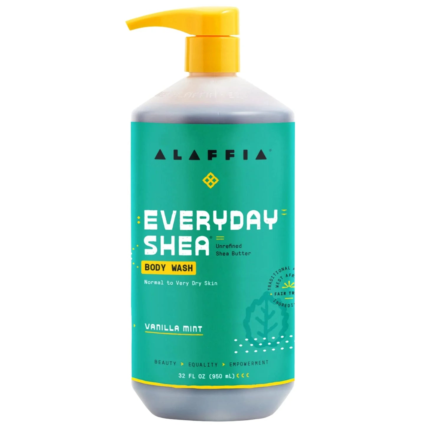 Alaffia Everyday Sizehea Body Wash - Naturally Helps Moisturize And Cleanse Without Sizetripping Natural Oils With Sizehea Butter, Neem, And Coconut Oil, Fair Trade Vanilla Mint, 32 Fl Oz.