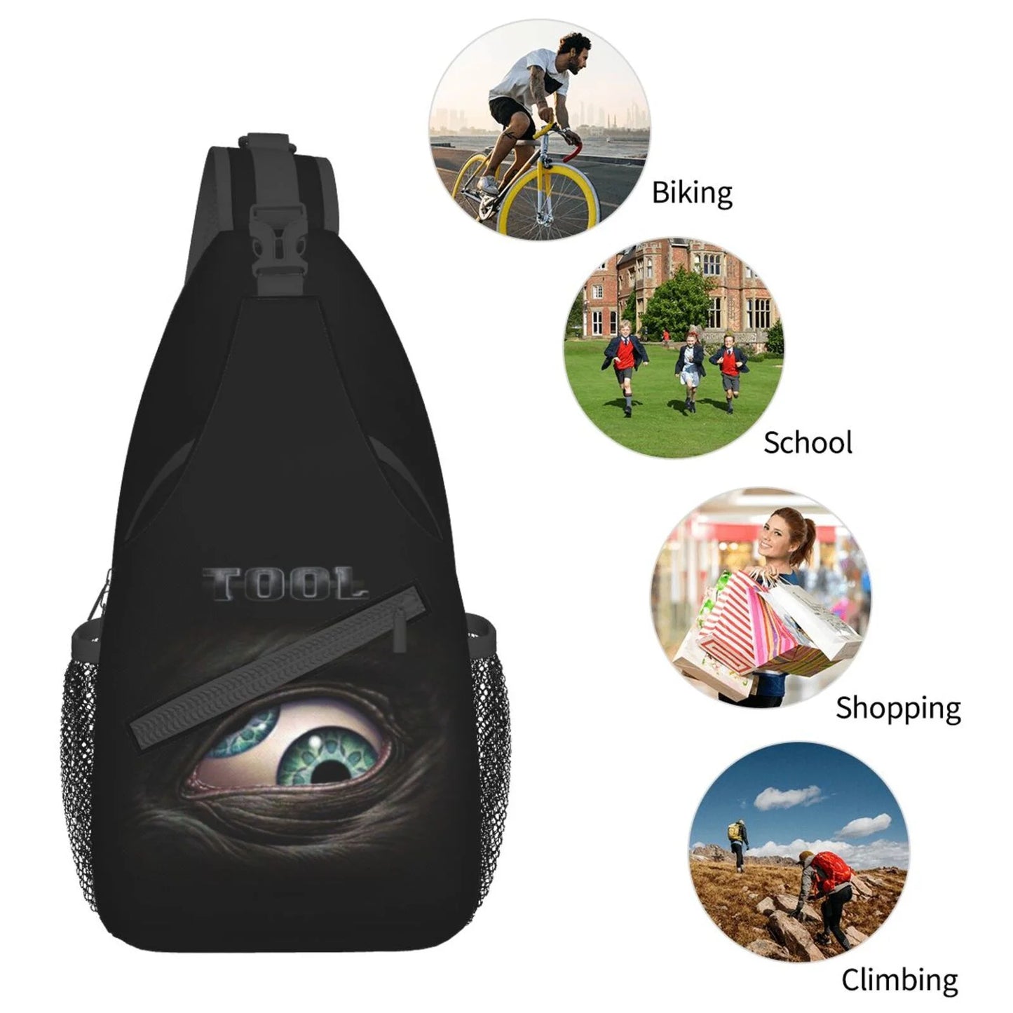 Tool Music Band Sizeling Bag Crossbody Backpack Chest Bags Diagonally Travel Daypack For Women Men Adults Teen