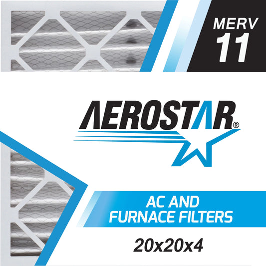 Aerostar 20x20x4 MERV  11, Pleated Air Filter, 20 x 20 x 4, Box of 3, Made in the USizeA