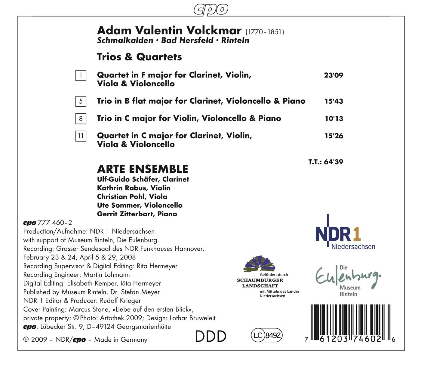 Arte Ensemble Hannover - Trios & Quatets - Classical - CD