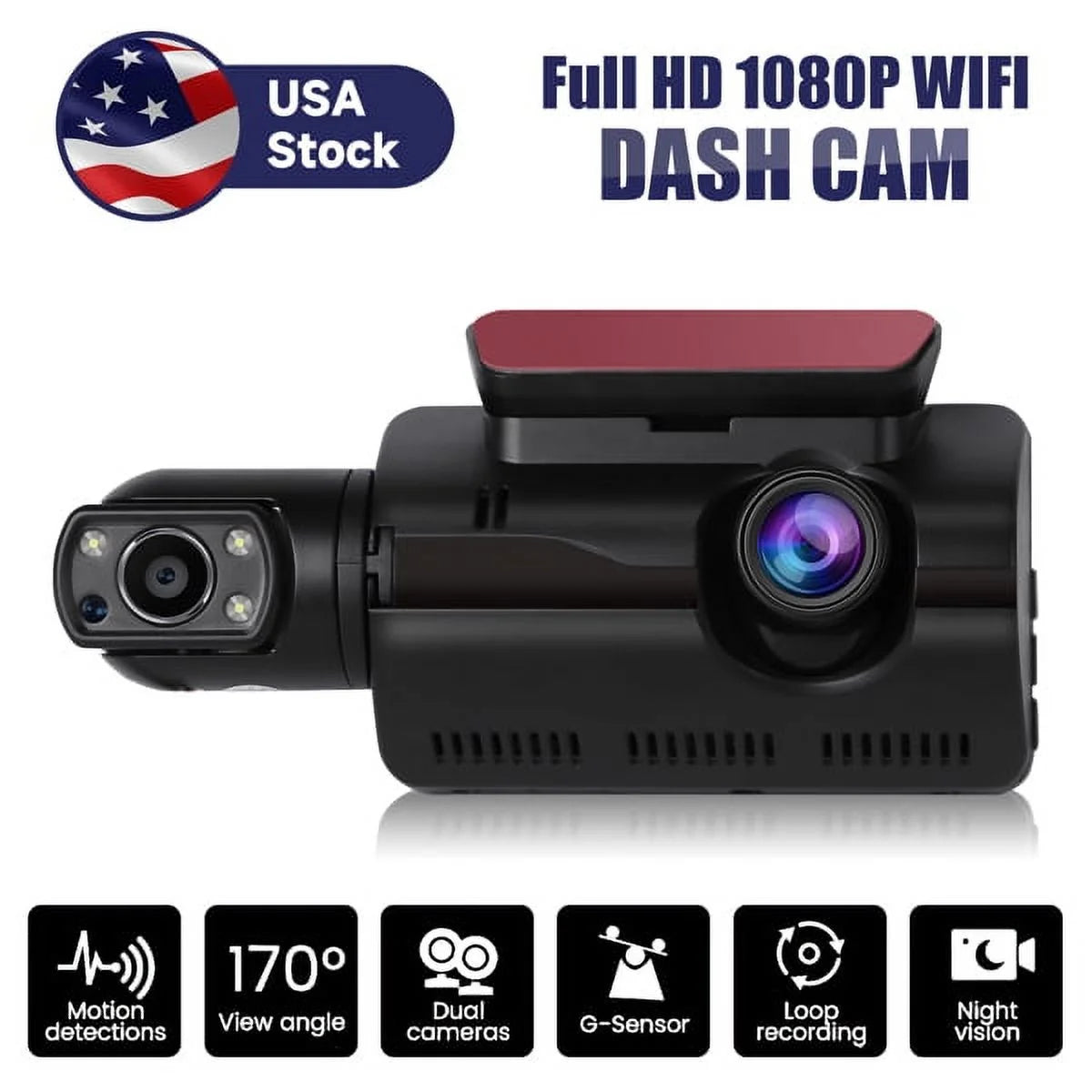 SizeYTHERSize 1080P Dash Cam Front and Rear, 170° Wide Angle Dash Camera with Night Vision