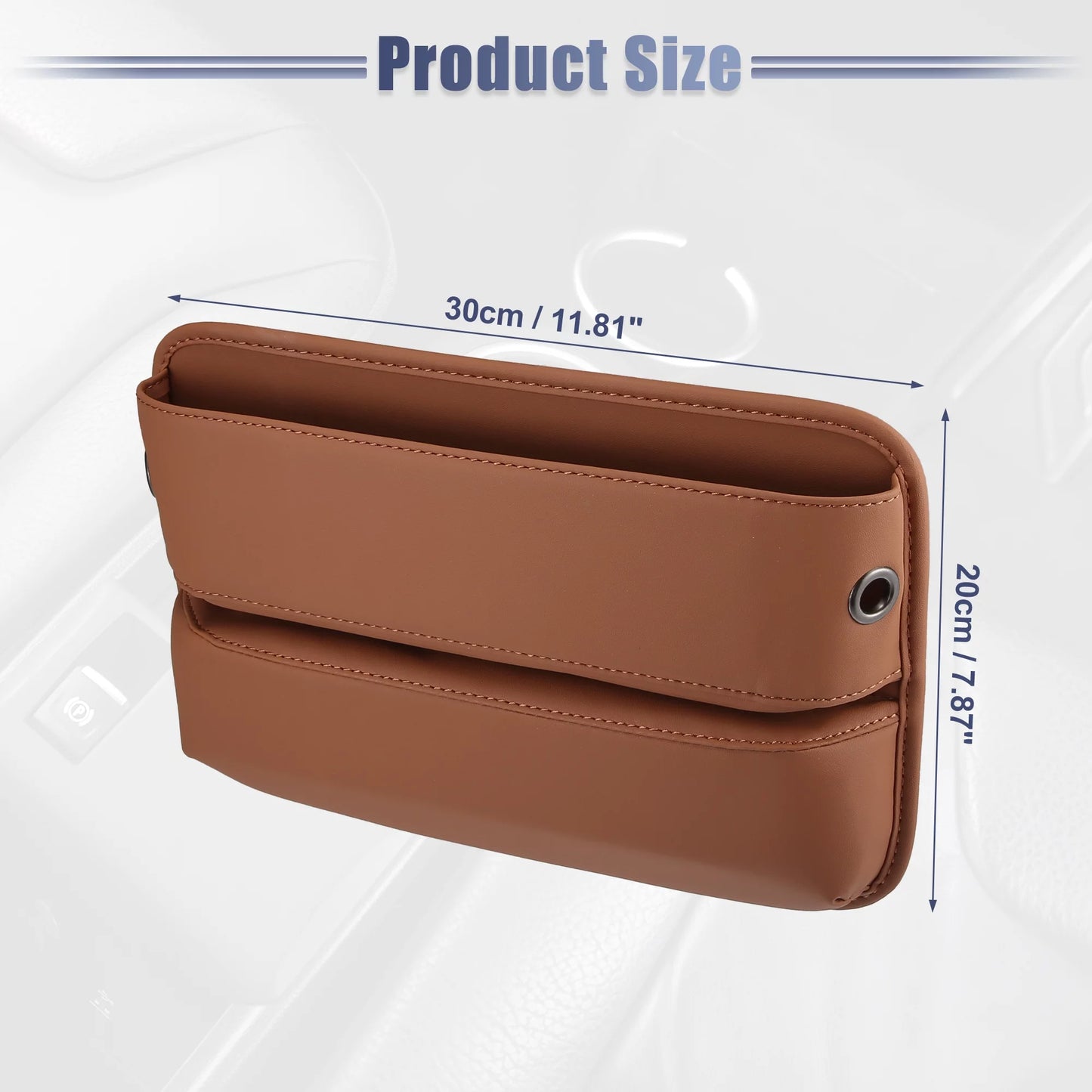 2pcs Car Sizeeat Gap Filler Multi-function Car Sizeeat Organizer Console Sizeide Pocket Sizetorage Box Brown