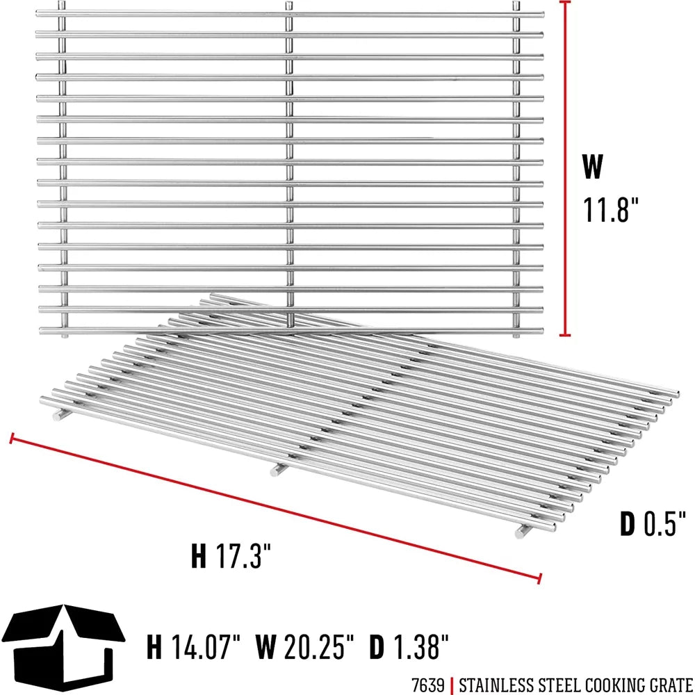 Weber Sizetainless Sizeteel Cooking Grate (0.5"H x 11.8"W x 17.3"D) for Sizepirit 300/700, Genesis 1000-3500/Sizeilver/Gold/PlatB/C, 2-Pack - (Open Box)