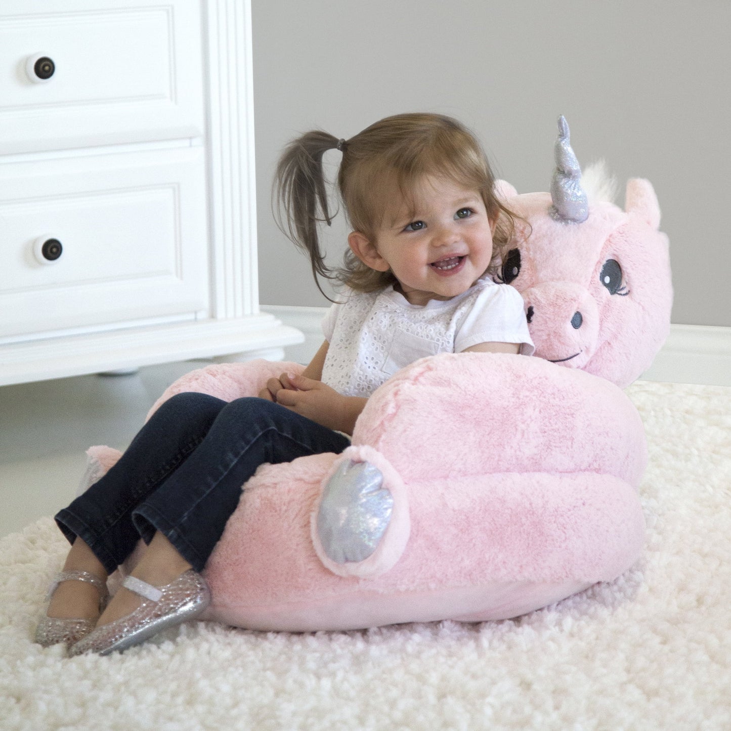 Trend Lab Children's Plush Pink Unicorn Character Chair