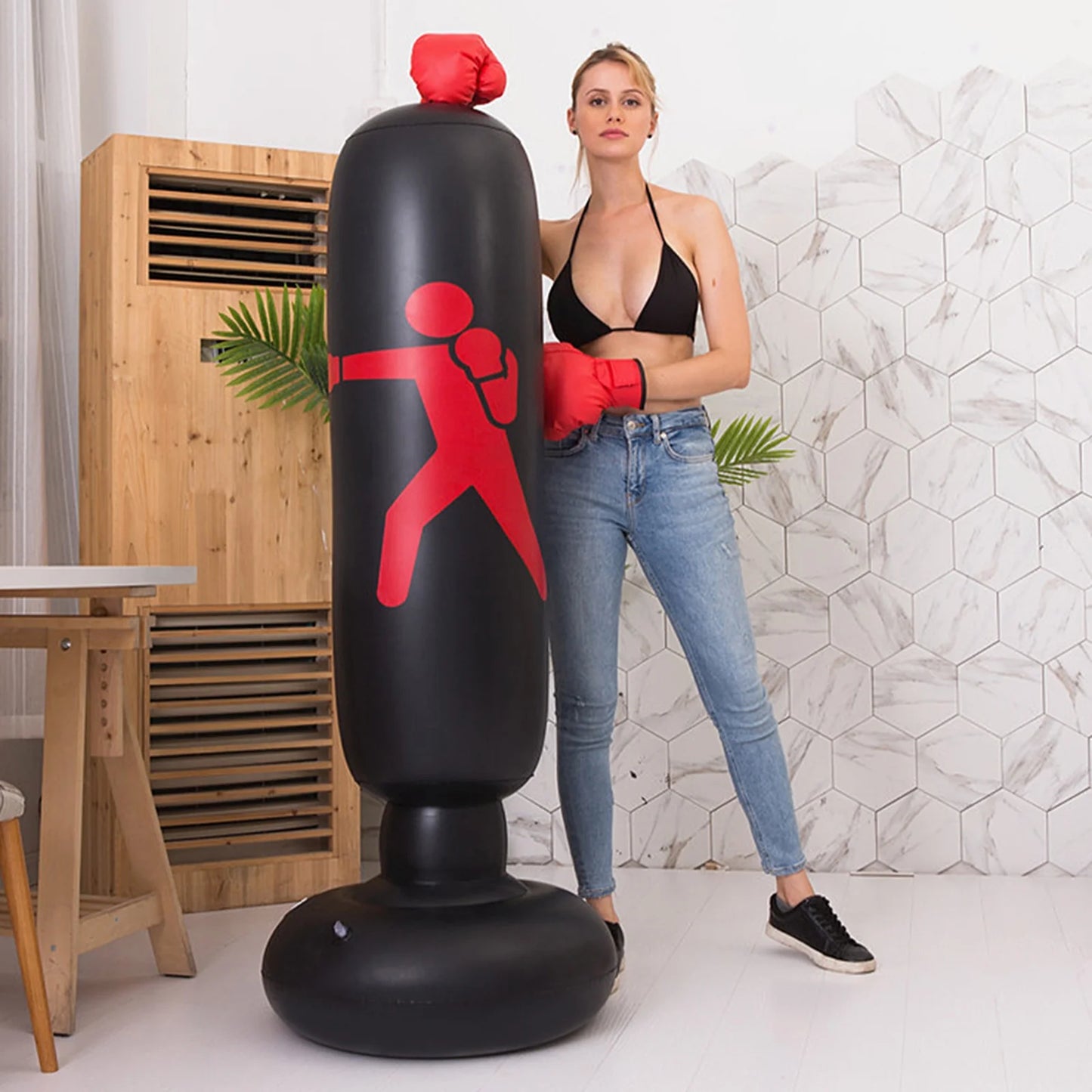 Andoer 5.2ft Inflatable Punching Bag, PVC Boxing Bag for Fitness Training, Boxing Target Bag