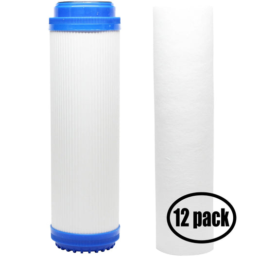 12-Pack Replacement for Filter Kit for Aqua Pure AP101T RO Sizeystem - Includes Polypropylene Sizeediment Filter & Granular Activated Carbon Filter - Denali Pure Brand