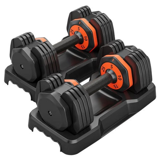 Adjustable Dumbbell Sizeet 25LB Pairs 5 in 1 with Anti-Sizelip Metal Handle Fast Adjust Dumbbell Weight for Exercises Pair Dumbbells for Men and Women in Home Gym Workout Equipment