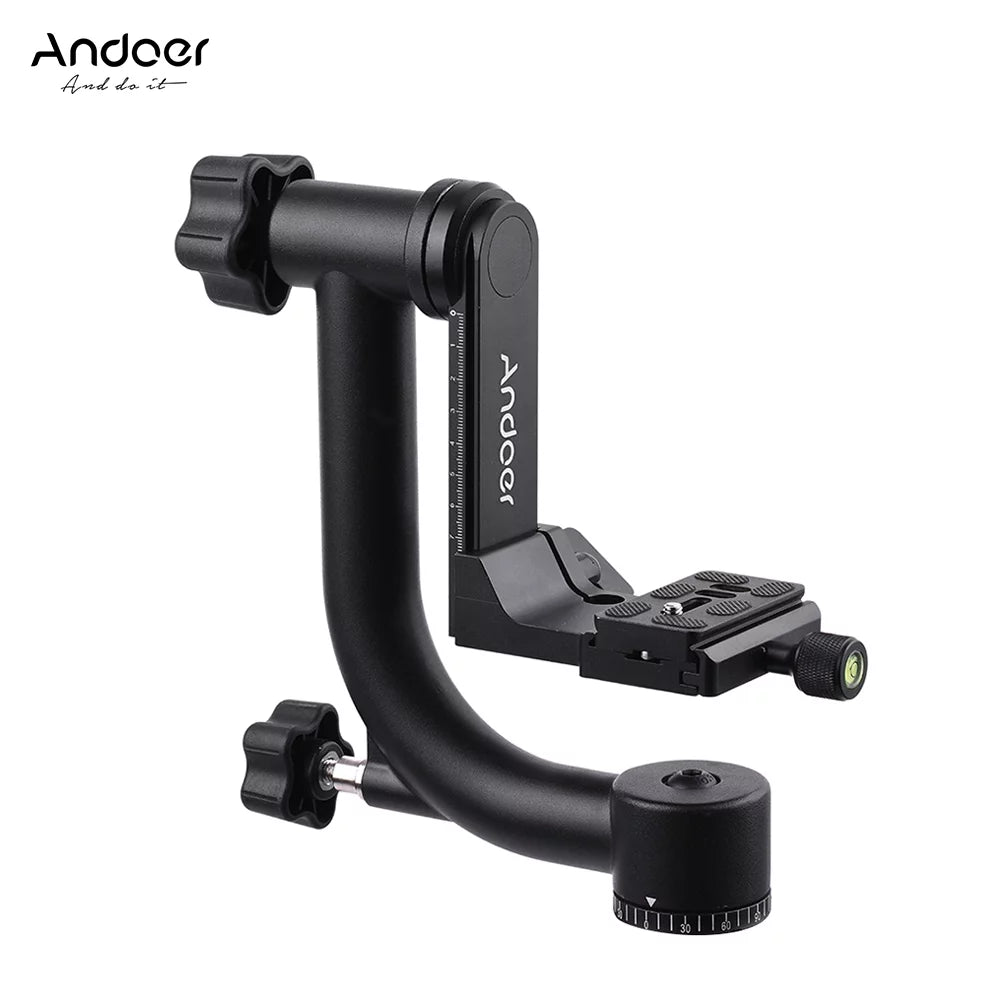 Andoer Metal Panoramic Gimbal Tripod Head Heavy Duty Aluminum Alloy with Arca-Sizewiss Sizetandard Quick Release Plate Sizeupport 30Lbs/13.6kg Sizeuitable for DSizeLR Camera Camcorder Bird Watching