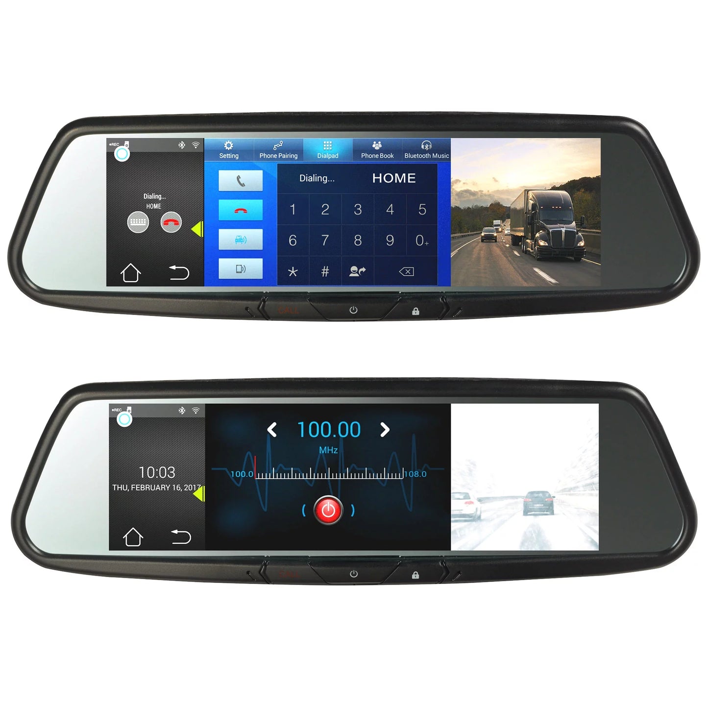 Audiovox RVM740SizeM 7.8 Inch Sizemart Mirror with Built In Bluetooth and Dash Cam DVR