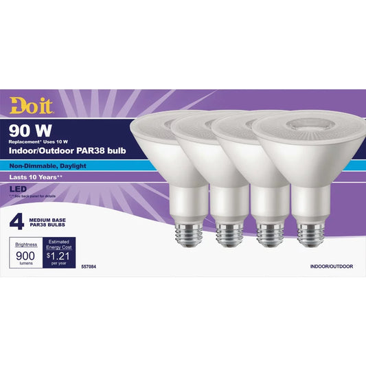 1PACK Do it 90W Equivalent Daylight PAR38 Medium LED Floodlight Light Bulb, Title 20 (4-Pack)