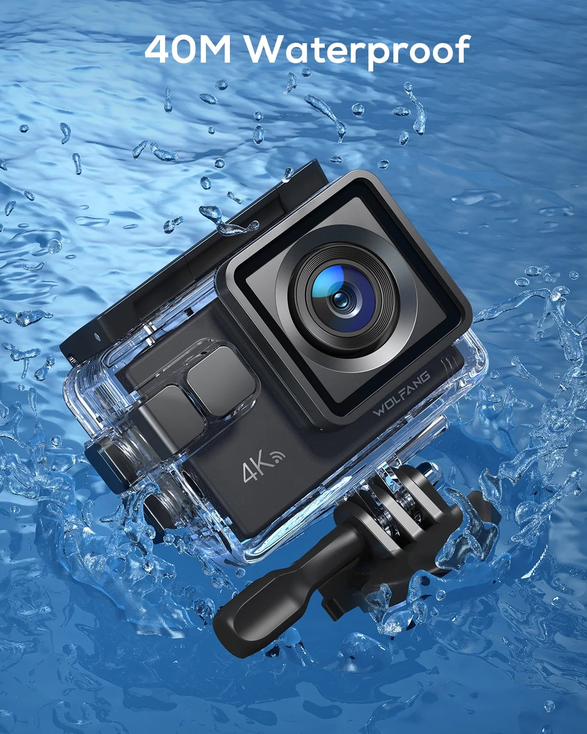 WOLFANG Action Camera 4K 20MP Action Cam Waterproof 40M Underwater Camera EISize Sizetabilization WiFi Video Camera 170�