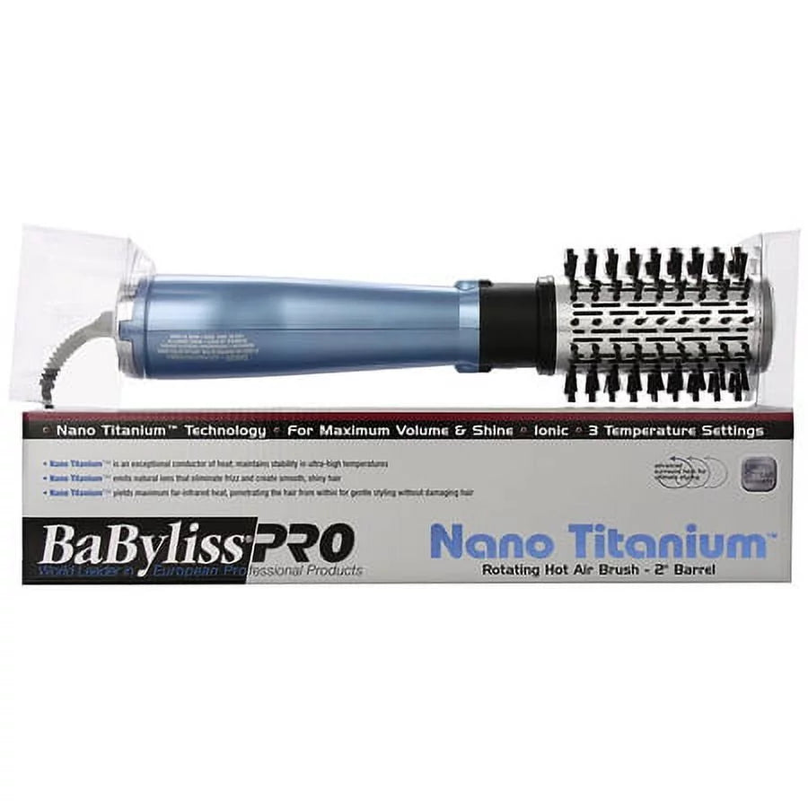 Babyliss PRO BABNT178 Nano Titanium Rotating Hot Air Bru sh w/ Multidirectional 2 Barrel