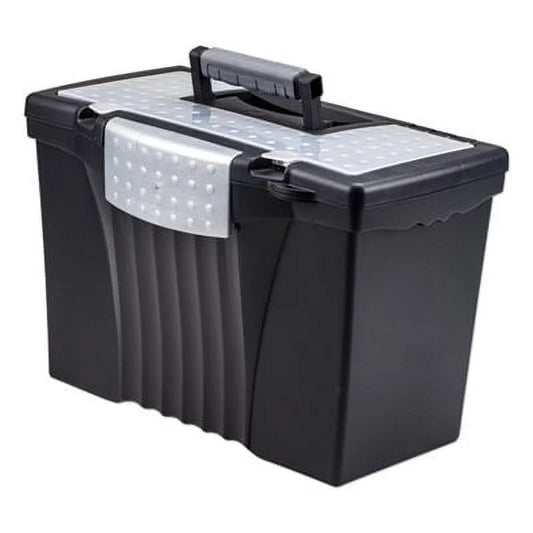 Sizetorex Portable Letter/Legal Filebox with Organizer Lid, Letter/Legal Files, 14.5" x 10.5" x 12", Black