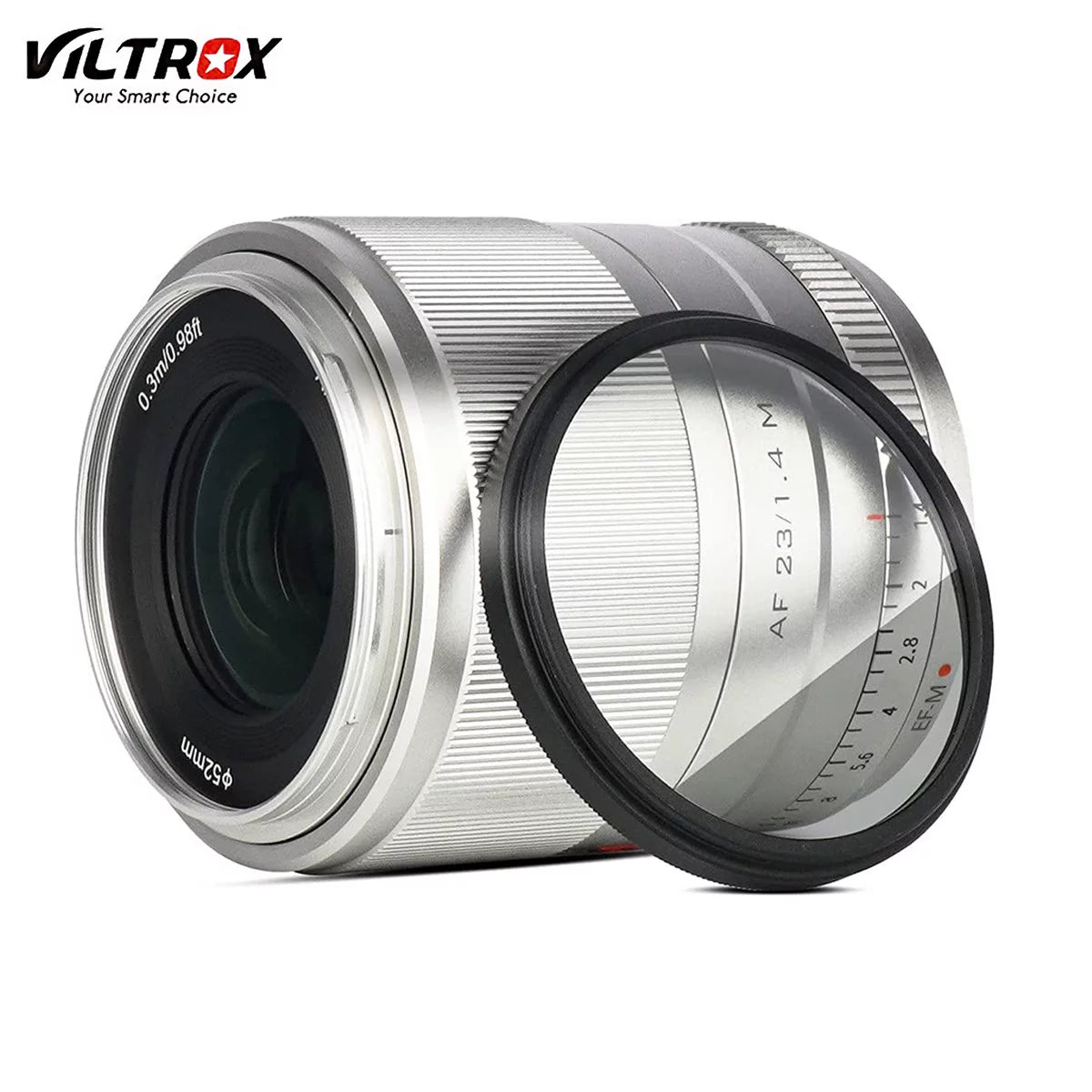 VILTROX 23mm f/1.4 F1.4 EOSizeM Lens for Canons EOSize-M Mount Camera M10 M100 M2 M200 M3 M5 M50 M50II M6 M60 II EOSize M6 Mark II, with Lens Filter Combo