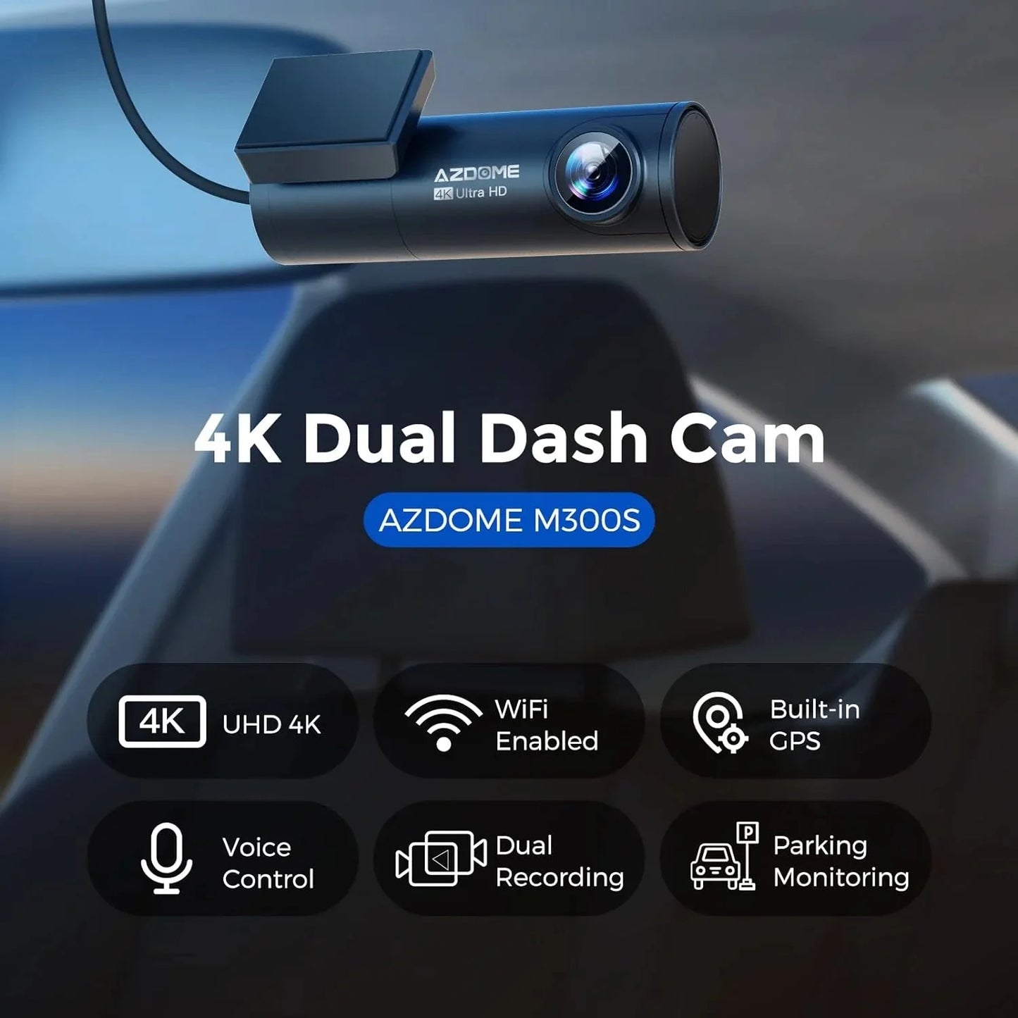 AZDOME Front and Rear Dash Cam