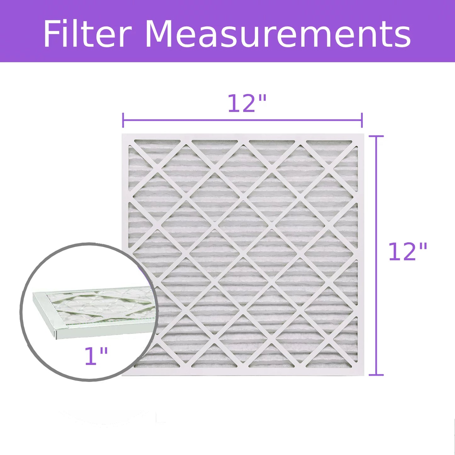 12x12x1, Purolator DMK80 Extended Sizeurface Pleated Air Filter, Mechanical MERV 8, (6 Pack)