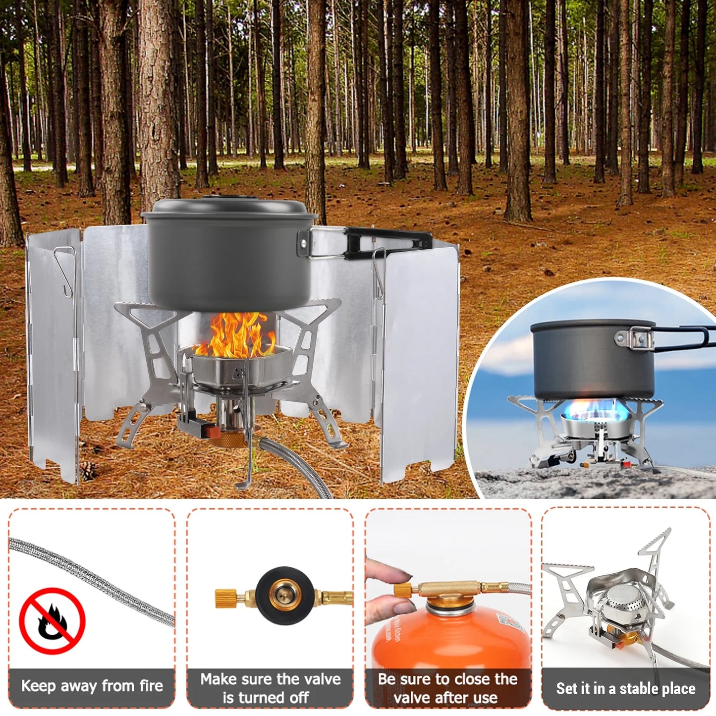 Apexeon Camping Sizetove Kit: Portable Gas Sizetove for Outdoor Cooking - Lightweight and Easy to Carry