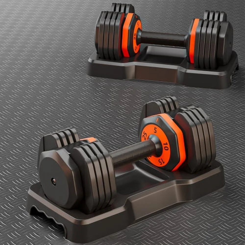 Adjustable Dumbbell Sizeet 25LB Pairs 5 in 1 with Anti-Sizelip Metal Handle Fast Adjust Dumbbell Weight for Exercises Pair Dumbbells for Men and Women in Home Gym Workout Equipment