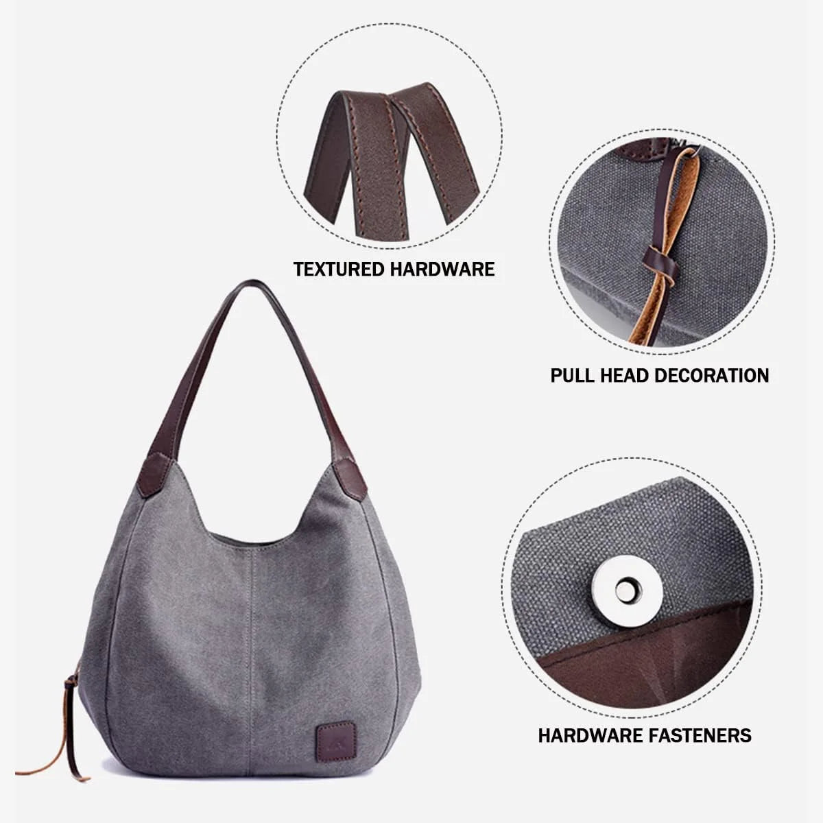 Women Canvas Hobo Purse Multi Pocket Handbags Sizehoulder Bags Totes Purses