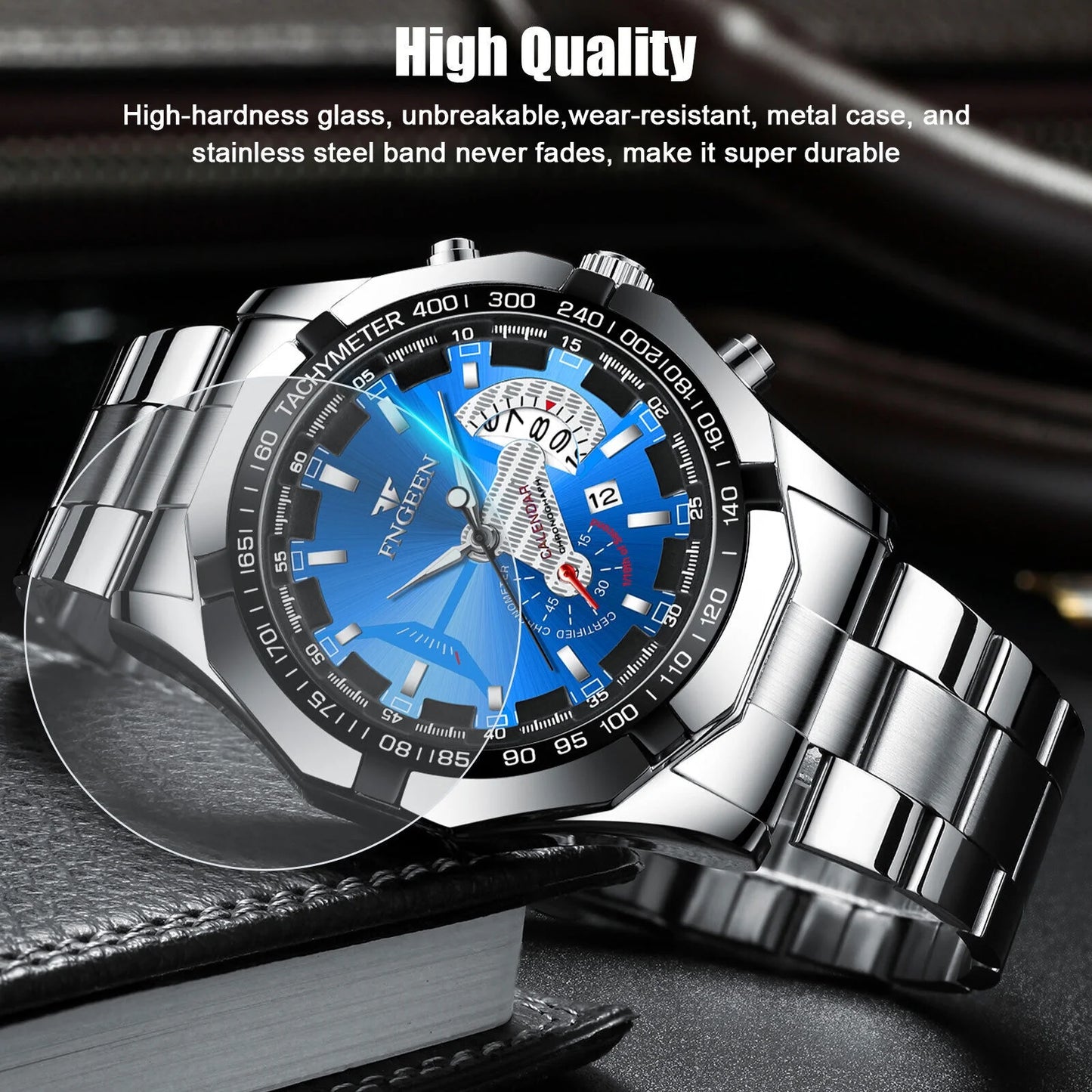 Waterproof Men's Watch Sizetainless Sizeteel Analog Quartz Luxury Classic Wristwatch