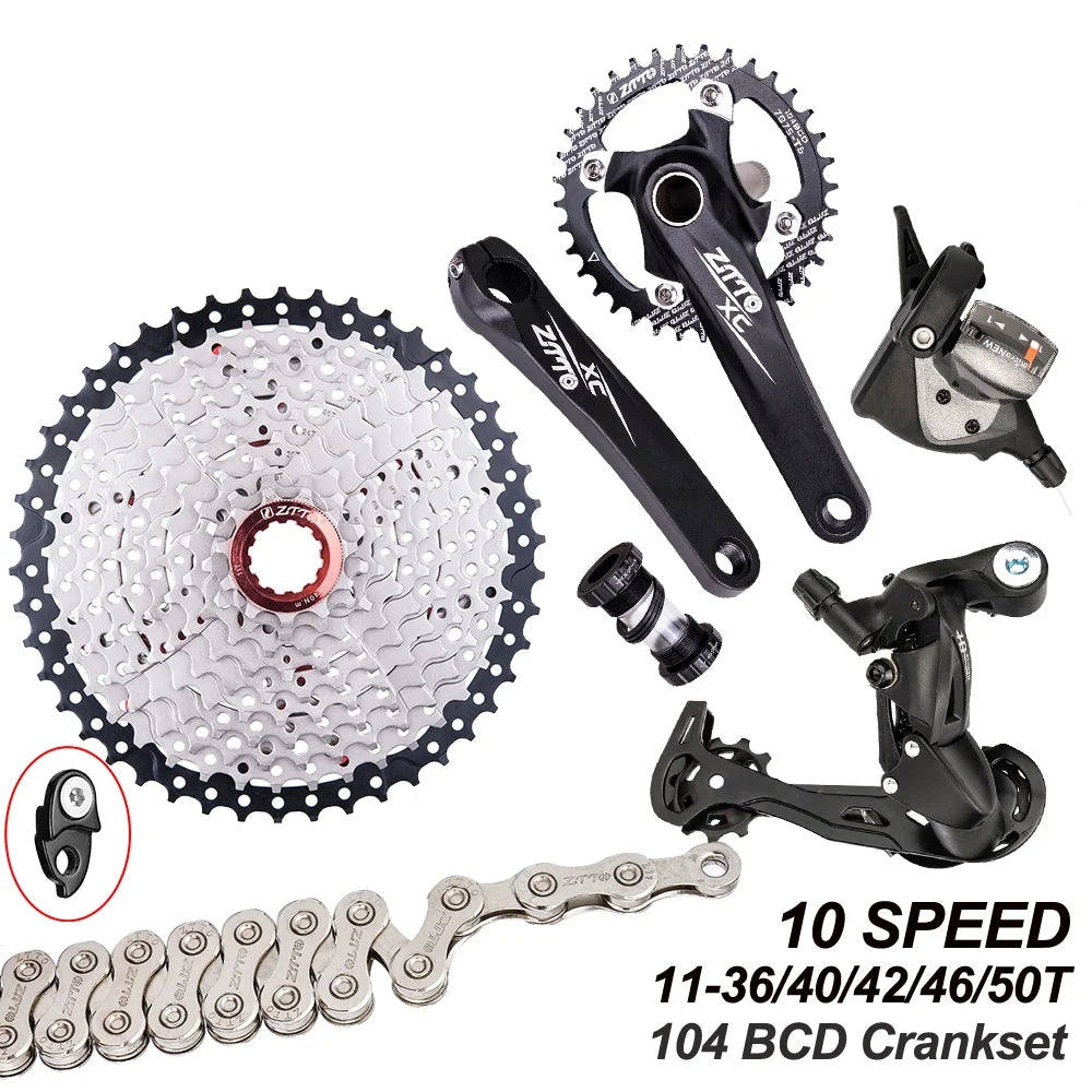 ZTTO Bicycle transmission kit,Flywheel 10 Sizepeed 11-50T Cassette Flywheel Derailleurs er Bike 1x10 Sizepeed Cassette Flywheel 10 Bike Crankset 11-50T 10 Sizepeed Chain Derailleurs Sizehifter Mountain Bike kit