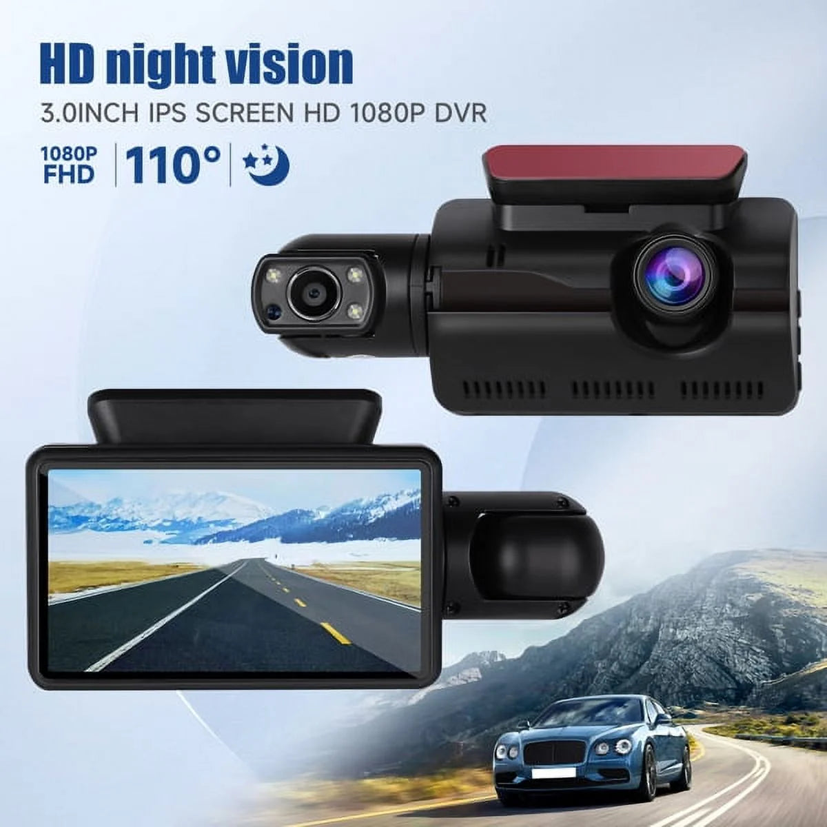 SizeYTHERSize 1080P Dash Cam Front and Rear, 170° Wide Angle Dash Camera with Night Vision