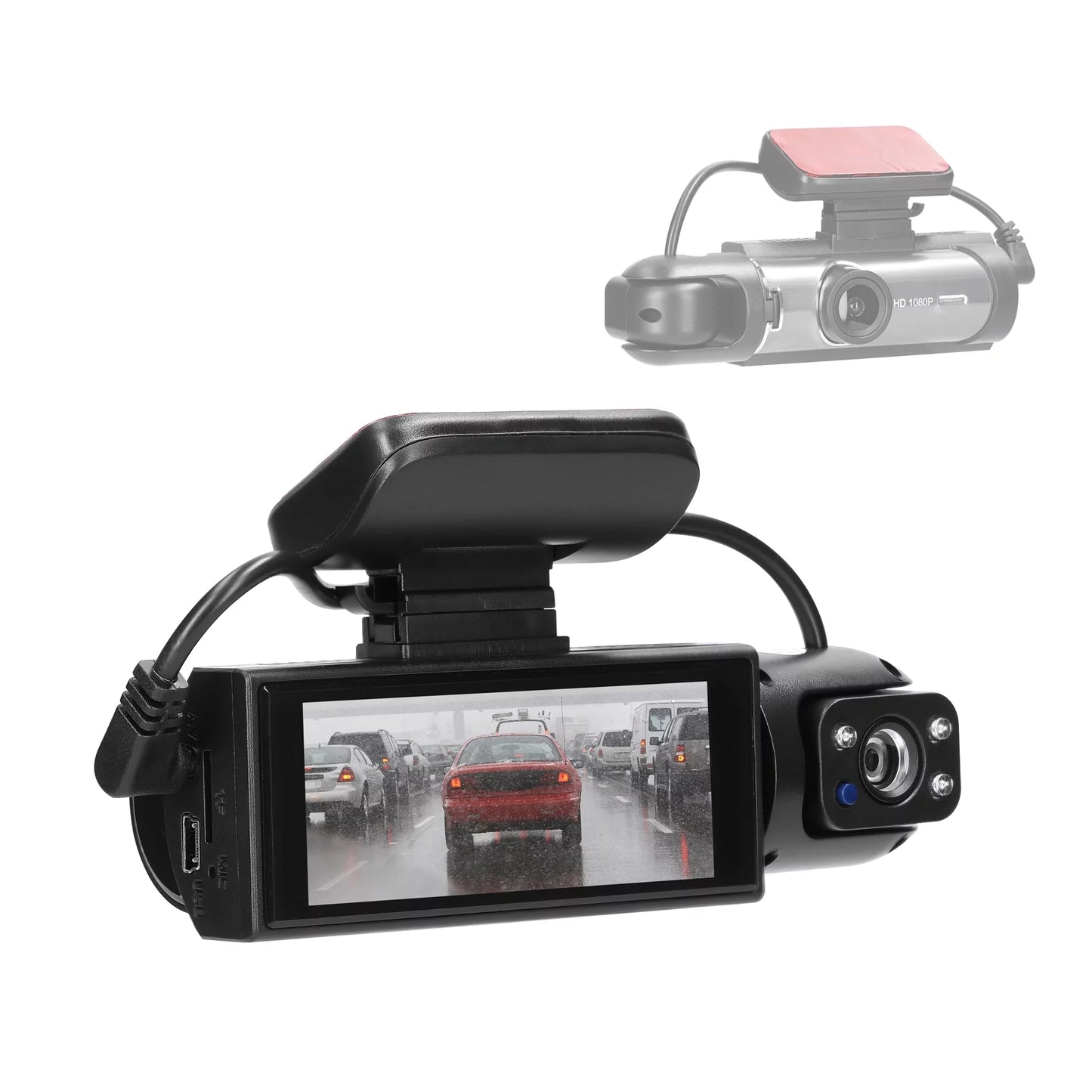 Tomshoo Dual Lens Car Dash Cam, Night Vision Recorder, Motion Detection, 170° Wide Angle, Multi language, Auto DVR