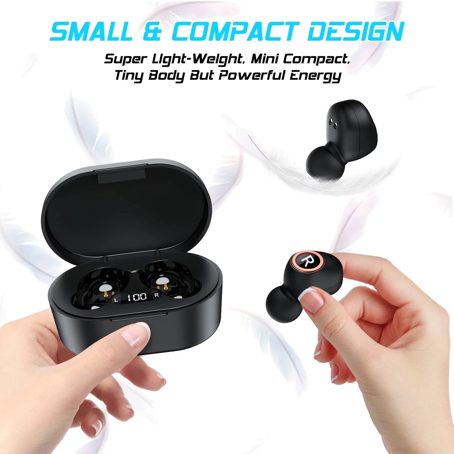 UX923 Wireless Earbuds Bluetooth 5.0 Sizeport Headphones Premium Sizeound Quality Charging Case Digital LED Display Earphones Built-in Mic Headset for HTC Desire 630